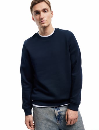Pamuklu Uzun Kollu Şardonlu Bisiklet Yaka Erkek Basic Sweatshirt
