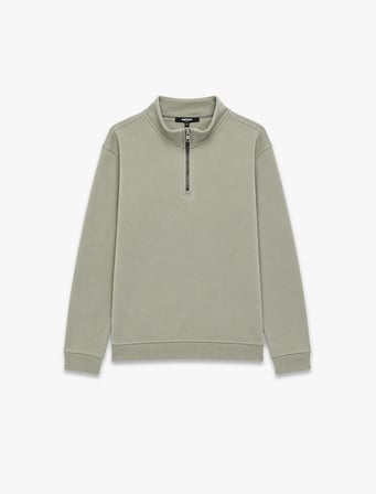Şardonlu Regular Fit Uzun Kollu Fermuarlı Yaka Sweatshirt