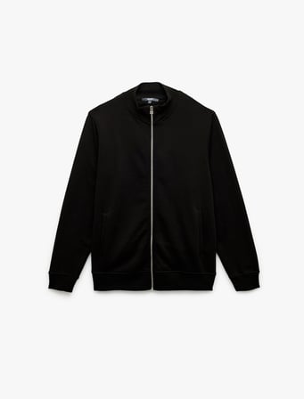 Üç İplik Şardonlu Regular Fit Uzun Kollu Fermuarlı Yaka Cepli Sweatshirt