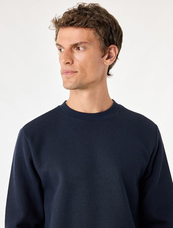Bisiklet Yaka Uzun Kollu Fitilli Basic Sweatshirt
