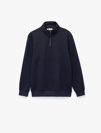 Regular Fit Uzun Kollu Fermuar Detaylı Dik Yaka Sweatshirt