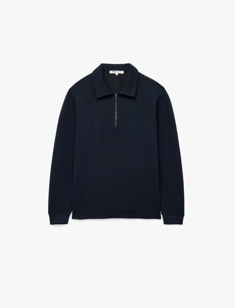 Uzun Kollu Yarım Fermuarlı Polo Yaka Sweatshirt