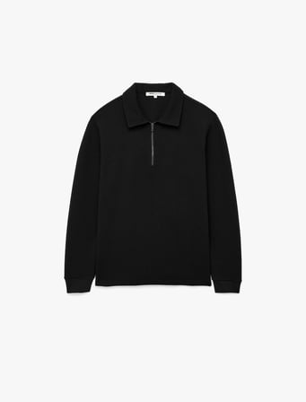 Uzun Kollu Yarım Fermuarlı Polo Yaka Sweatshirt