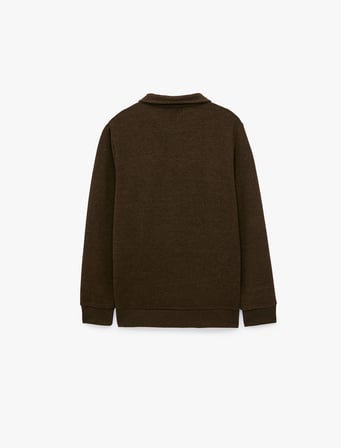 Uzun Kollu Yarım Fermuarlı Sweatshirt