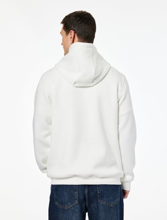 Regular Fit Uzun Kollu Kanguru Şardonlu Cepli Kapşonlu Baskılı Sweatshirt