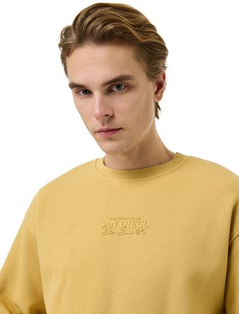 Uzun Kollu Şardonlu Rahat Kalıp Bisiklet Yaka Sweatshirt