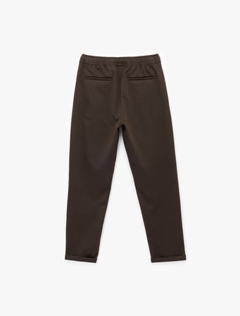 Straight Fit Pike Kumaş Cep Detaylı Rahat Kesim Beli Bağcıklı Pantolon