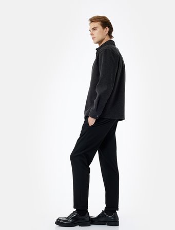 Straight Fit Pike Kumaş Cep Detaylı Rahat Kesim Beli Bağcıklı Pantolon
