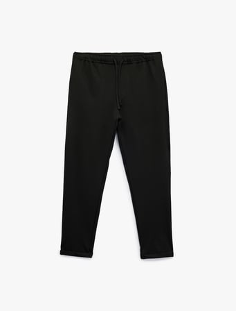 Straight Fit Pike Kumaş Cep Detaylı Rahat Kesim Beli Bağcıklı Pantolon