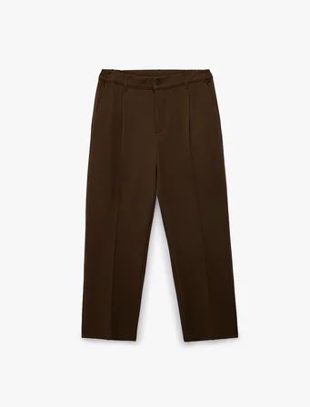 Regular Fit Cepli Viskon Karışımlı Pileli Kumaş Pantolon