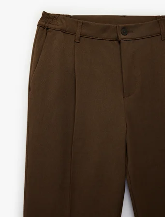 Regular Fit Cepli Viskon Karışımlı Pileli Kumaş Pantolon