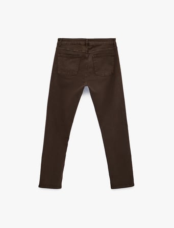 Regular Fit Cepli Viskon Karışımlı Pileli Kumaş Pantolon
