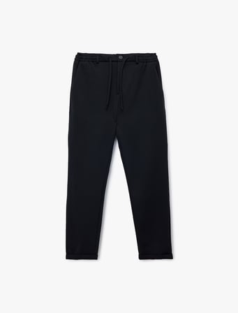 Beli Lastikli Düğmeli Slim Fit Pike Kumaş Cepli Chino Pantolon