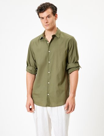 Pamuklu Regular Fit Klasik Yaka Uzun Kollu Gömlek