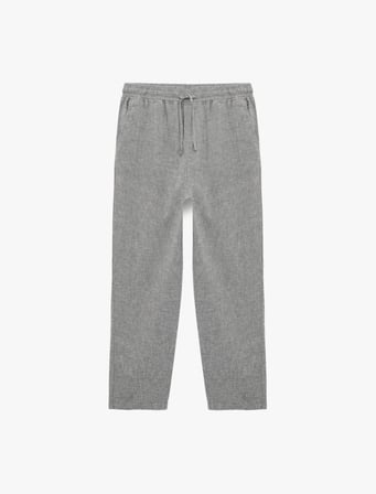 Regular Fit Cepli Pamuk Keten Karışımlı Beli Bağcıklı Yazlık Pantolon