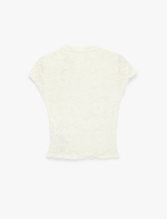 Dantel Detaylı Bağlamalı Yaka Kısa Kollu Slim Fit Qipao Üst