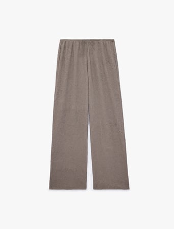 Beli Bağcıklı Düz Paça Dokulu Bürümcük Pantolon