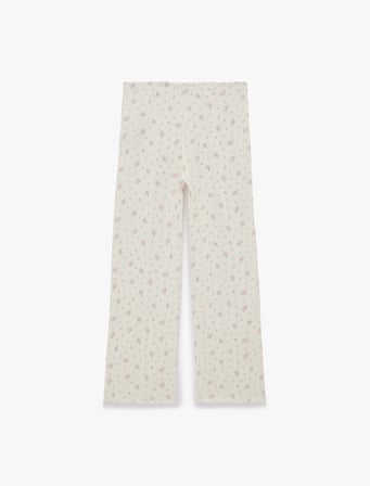 Pamuklu Slim Fit Çiçek Desenli Pijama Altı