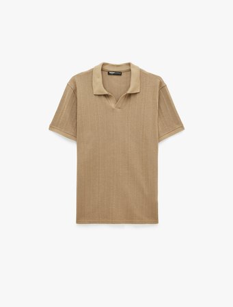 Pamuklu Regular Fit Kısa Kollu Dokulu Polo Yaka Tişört