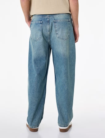 Pamuklu Cepli Oversize Normal Bel Bol Skater Jean Pantolon
