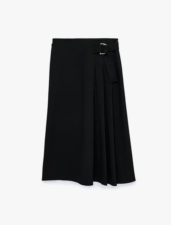 Pileli Kemerli Midi Etek