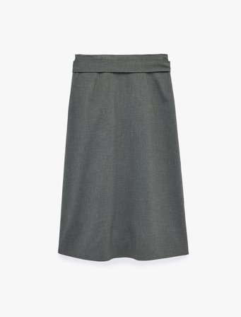 Pileli Kemerli Midi Etek