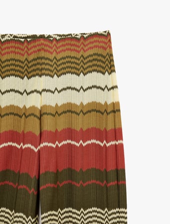 Desenli Uzun Düz Geniş Paça Pantolon