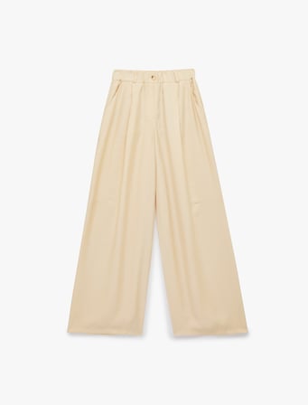 Modal Kumaş Loose Fit Beli Lastikli Cepli Geniş Paça Baggy Pantolon