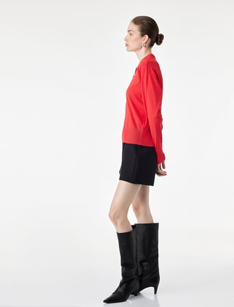 Regular Fit Uzun Kollu Yarım Düğmeli Polo Yaka Triko Kazak