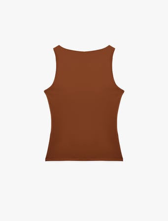 Slim Fit Yuvarlak Yaka Kolsuz Top