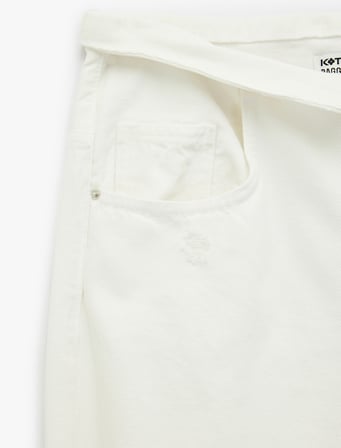 Beli Katlama Detaylı Pamuklu Bol Kalıp Yıpratılmış Baggy Denim Pantolon - Baggy Jeans