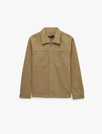 Regular Fit Uzun Kollu Cepli Klasik Yaka Gabardin Fermuarlı Gömlek