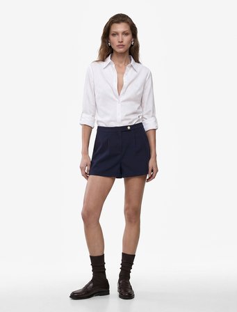 Pamuklu Slim Fit Kolları Katlama Detaylı Uzun Kollu Poplin Gömlek