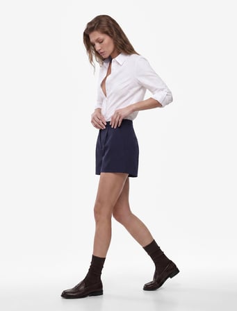Pamuklu Slim Fit Kolları Katlama Detaylı Uzun Kollu Poplin Gömlek