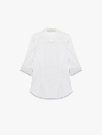 Pamuklu Slim Fit Kolları Katlama Detaylı Uzun Kollu Poplin Gömlek