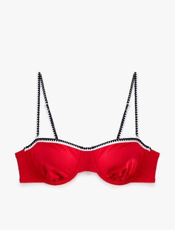 Çıkarılabilir Askılı Kroşe Detaylı Balenli Bikini Üst