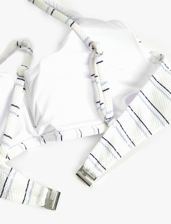 Dokulu Çizgili Bralet Bikini Üstü