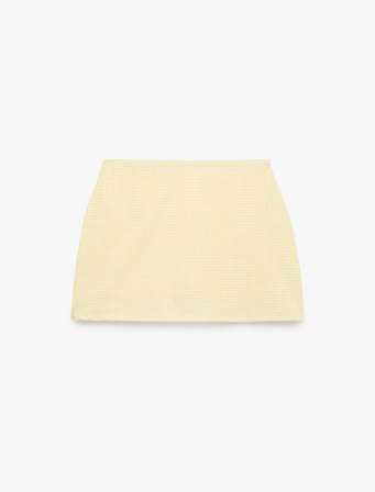 Yüksek Bel Slim Fit Pötikare Şort Etek