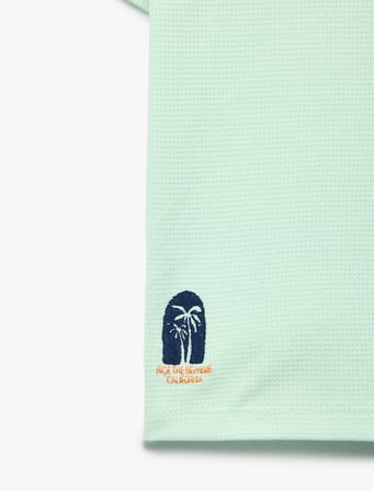 Pamuklu Kısa Kollu Bisiklet Yaka Baskılı Dokulu Oversize Tişört