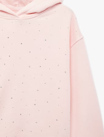 Şardonlu Yıldız Zımba Detaylı Uzun Kollu Oversize Kapşonlu Sweatshirt