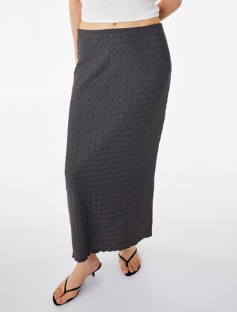 Bürümcük Kumaş Dokulu Slim Fit Midi Kalem Etek