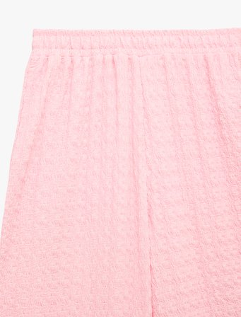 Bürümcük Kumaş Dokulu Beli Lastikli Düz Geniş Paça Pantolon