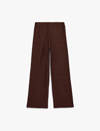 Normal Bel Cepli Bağcıklı Geniş Paça Pantolon