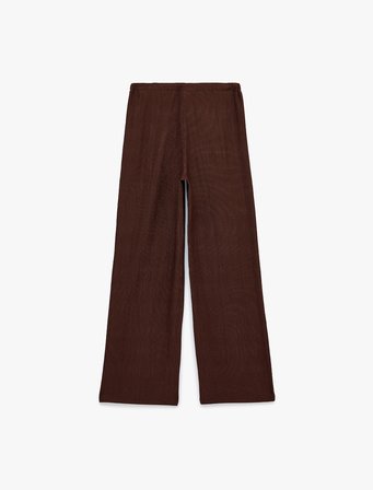 Normal Bel Cepli Bağcıklı Geniş Paça Pantolon