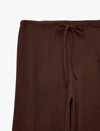 Normal Bel Cepli Bağcıklı Geniş Paça Pantolon