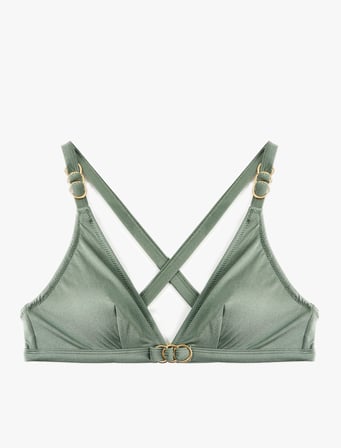 Aksesuarlı Çapraz Askılı Bikini Üstü