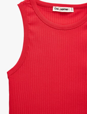 Pamuklu Slim Fit Kaşkorse Bisiklet Yaka Kolsuz Atlet