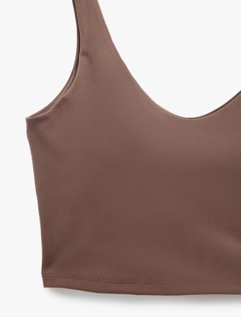 Kolsuz V Yaka Kaplı Slim Fit Sporcu Sütyeni