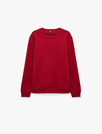 Pamuklu Uzun Kollu Şardonlu Bisiklet Yaka Erkek Basic Sweatshirt