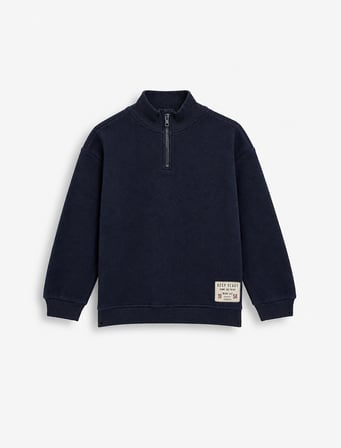 Yarım Fermuarlı Uzun Kollu Dik Yaka Sweatshirt